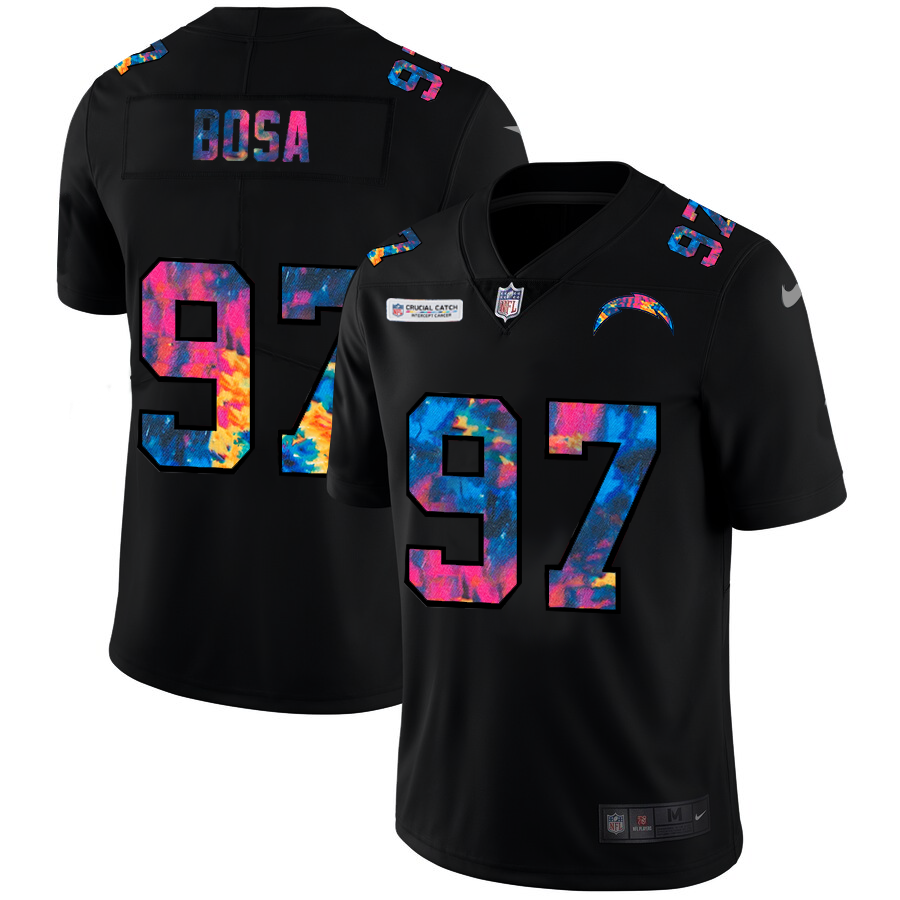 NFL Los Angeles Chargers #97 Joey Bosa Men Nike MultiColor Black 2020 Crucial Catch Vapor Untouchable Limited Jersey->los angeles rams->NFL Jersey